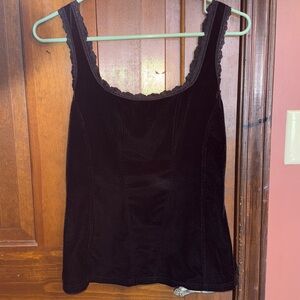 Cache Black Lace-Trimmed Top
